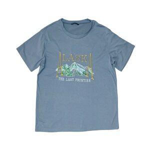 SHEIN Women's Blue Graphic Short Sleeve Shirt Medium